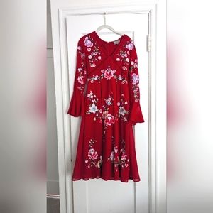 ASOS DESIGN embroidered midi dress with lace trims